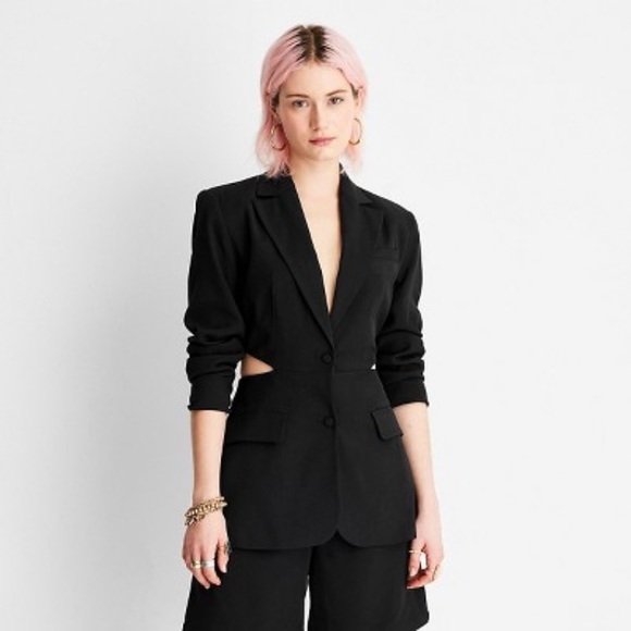Future Collective Jackets & Blazers - Women's Cut Out Blazer - Future Collective with Alani Noelle Black Size XS